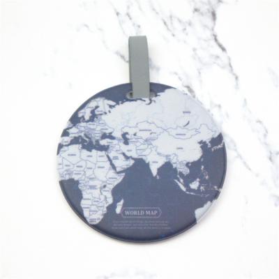 China Eco-friendly Round Pendant Travel Accessories Portable Luggage Tag World Map PVC Box Travel Tag for sale