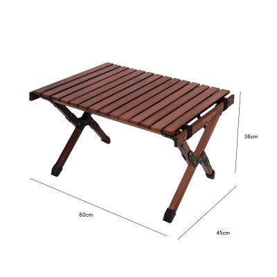 China Contemporary Solid Wood Beech Walnut Egg Roll Table Portable All-in-One Outdoor Table for sale