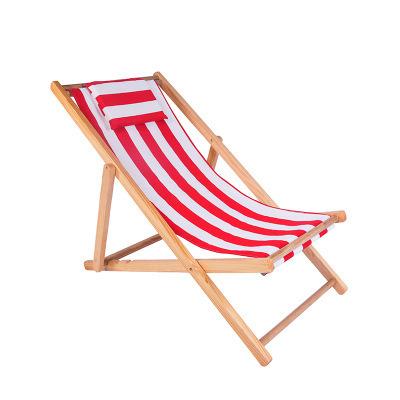 China Outdoor Portable Escort Beach Chair Canvas Recliner Midday Chair Wooden Break Chair for sale