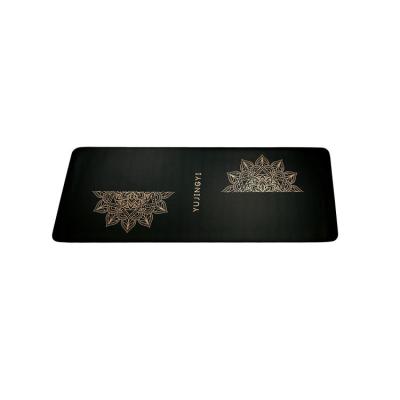 China New Non-slip Unique Gold Pattern Non-slip Black Rubber Natural Printing PU Recycled Yoga Rubber Mat for sale