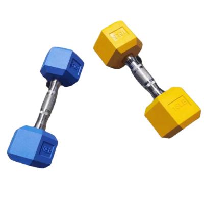 China Home Use Band Coated Hexagon Dumbbells For Home Strength Training Hex Dumbbell Set For Gym Exercise for sale