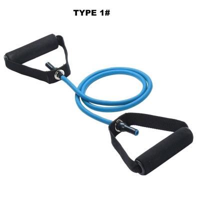 China Durable 100% natural latex latex resistance exercise tube with handles / resistance tubing with foam handles for sale