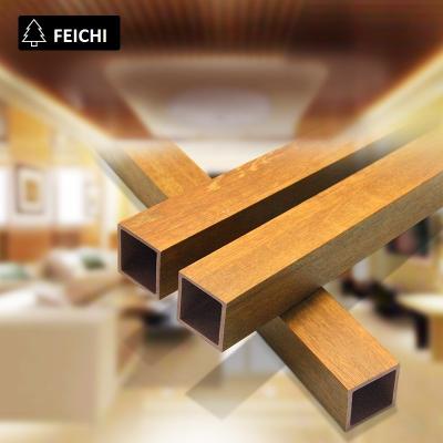 China Waterproof WPC Wood PVC Decoration Square Hollow Timber Plastic Composite Timber Tube for sale