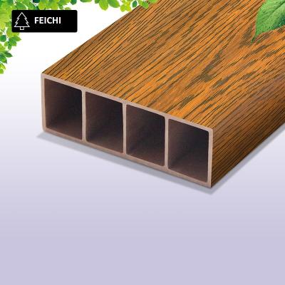 China Hot sale indoor and outdoor hollow wooden timber tube square wood plastic composite tube waterproof with best price for sale