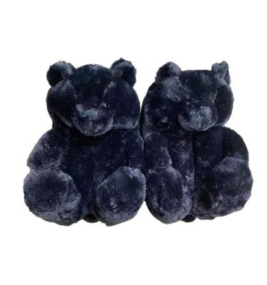 China Wholesale Animal Shaped Plush Teddy Bear Fashion Round Trend Bedroom Slippers For Women for sale