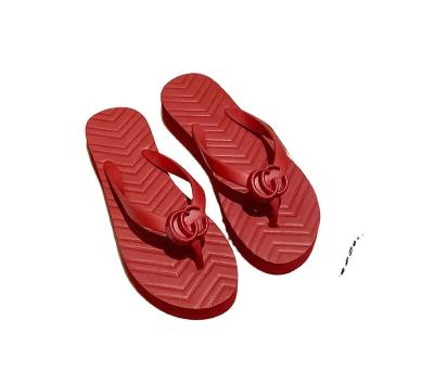 China 2022 round designer gocci GG Reef slides slippers women's original leather flip flops sandals leather slippers for sale