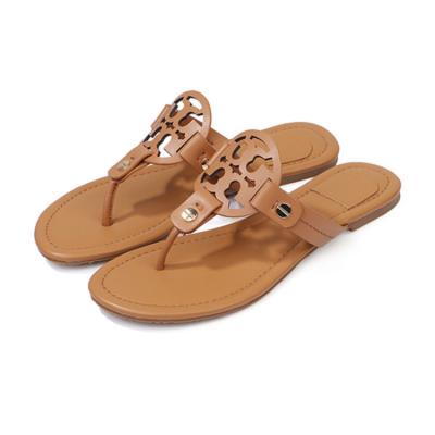 China The torybruch round sandals designer brand designer slides leather slippers flip flops for women shoes for sale