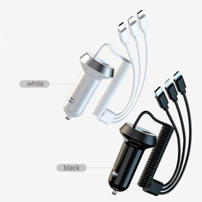 China New Type Power Tool 40W 4 in 1 Quick QC 3.0 Car Charger Cable USB Car Charger Qucik Led Display with 3 in 1 Charging Cable for sale