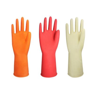 China China Household Comfortable Red Latex Gloves Without Flock-Liner Rubber Hand Gloves For Cleaning for sale