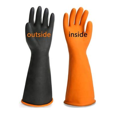 China Comfortable Dual Color Latex Industrial Gloves For Water Resistant Chemical Proof For Garden Working And Washing for sale