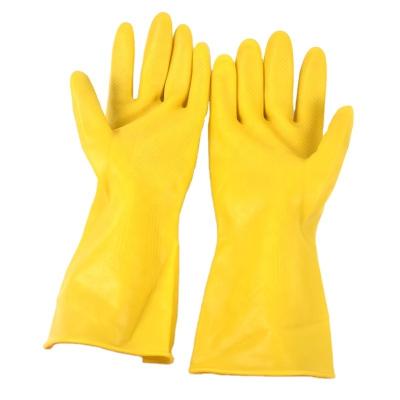 China Cheap Cleaning Industry Yellow Flock Dipped Rubber Latex Household Clothes Dish Washing Glove for sale