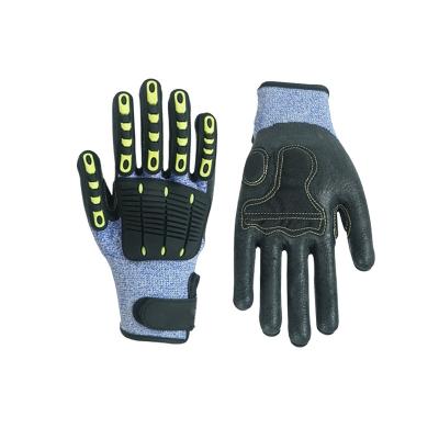 China Customized Oil Cut Resistant Shockproof Tpr Coating Sandy Nitrile Mechanical Gloves for sale