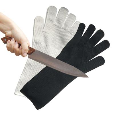 China Worker Polyester Steel Wire Cut Heavy Duty Long Cuff Protection Safty Kitchen Working Gloves for sale