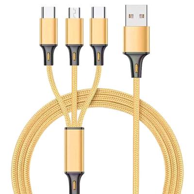 China Data Transmission Factory Provides Three In One Usb Charger Cable 3 In 1 Multi Use Cell Phone Tablet Charging Cable for sale