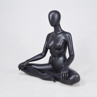 China Fiberglass Plus Size Fashion Design Sitting Full Body Sports Female Black Yoga Mannequin for sale