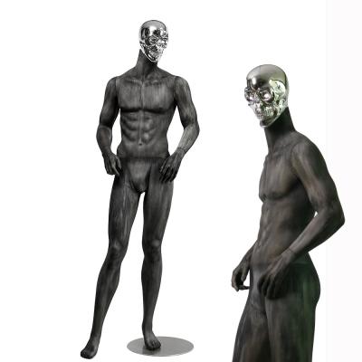 China Plus Size Skull Fashion Chrome Model Muscular Male Ghost Dummy Mannequin Full Head Silver Dismountable Dark Body for sale