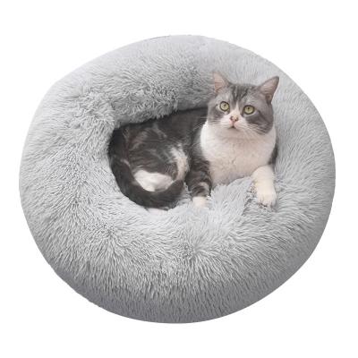 China Viable Plush Cat Nest Manufacturer Four Seasons Warm Round Pet Bed Supplies Luxury Small And Medium Pet Dog Nest Cushion Fluffy Pet Bed for sale