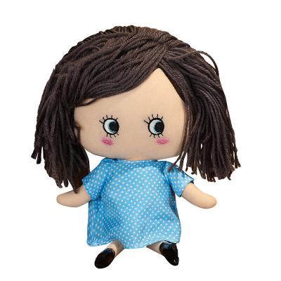 China Gift Design New Bitten Eye Girl Plush Toys Cute Girl Doll With Big Eye And Long Hair Girl Plush Toys for sale