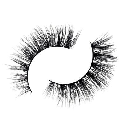 China Nature Thick Curly Fluffy Eyelashes 15-20MM Mink Strip Lashes Wholesale Natural Bulk for sale