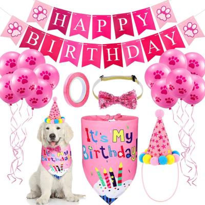 China Viable Animal Dog Party Supplies Happy Birthday Balloon Scarf Hat Collar Banners, Dog Party Pet Birthday Party Supplies Decorations for sale