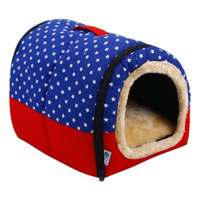 China New Star Large Dog Houses Blue Cheap Viable Warm Dog Houses Soft PP Cotton Plush For Dogs Cat Houses 33*29*27CM 38*33*32CM for sale