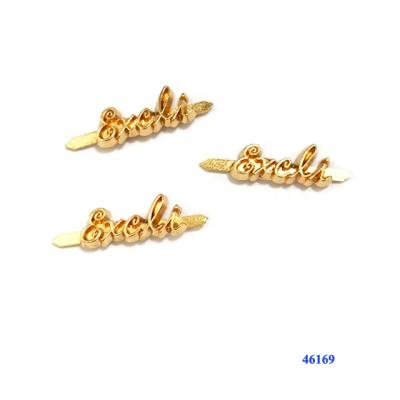 China Shoe Buckle Nickel Letter Label Metal Tags Free Zinc Alloy Logo for sale