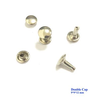 China 9 Mm Nickel Plated Metal Double Hat Shoe Buckle Rivets Set For Leather Handbags for sale