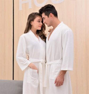 China Breathable Cotton Bathrobe Couples Bathrobe Set Waffle Bathrobe for sale