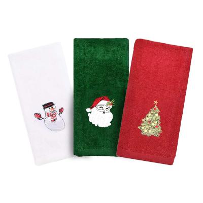 China Wholesale Custom Christmas Towel Terry Hand Towel 100% Cotton Woven Embroidered Embroidered Logo for sale