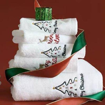 China Wholesale Custom Promotional Eco-Friendly Gift 100 Cotton Towels Christmas Single Hand Bath Towel Set With Embroidery Logo for sale