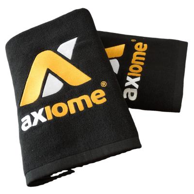 China Eco-friendly Towel 100 Cotton Black Hand Plain Gym Towel With Custom Embroidery Logo for sale