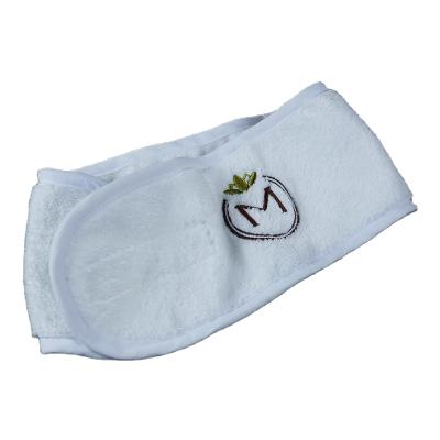 China Hot Selling Spa Makeup Hair Band White Face Wash Headband Hair Towel Wrap Eco-friendly With Embroidery Logo for sale