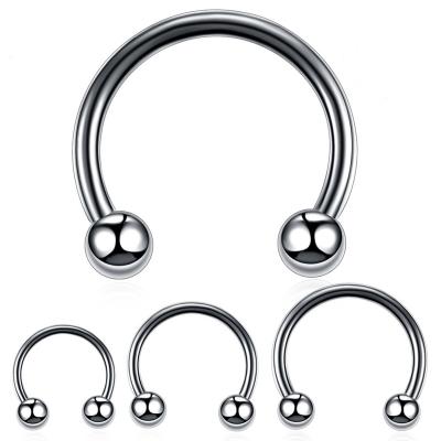 China Adult Titanium Puncture C Round Horse Hoof Ring Earring Universal Ring Human Puncture for sale