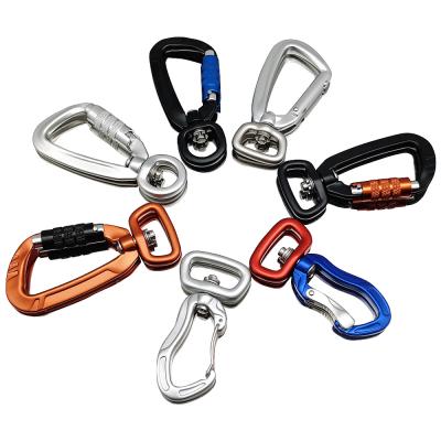 China Heavy Industry Wholesale Locking Carabiner Swivel Snap For Dog Leash Gold 4KN Custom Aluminum Dog Carabiner For Guide Dog for sale