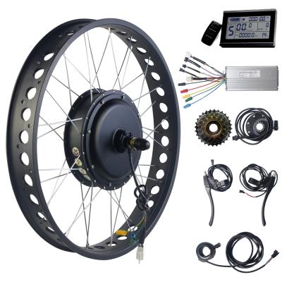 China 20inch 26inch Fat Tire 4.0 Ebike Conversion Kit Brushless Gearless Rear Motor Kit 72V 3000W For Electric Snow Bike Kit 20