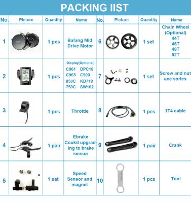 China Two Series BBSHD48V 1000W Bafang Mid Motor Kit With BB: 68MM/46T/DPC18 Color Display/Brake Sensor and Motor Come with Speed ​​Sensor Connector for sale