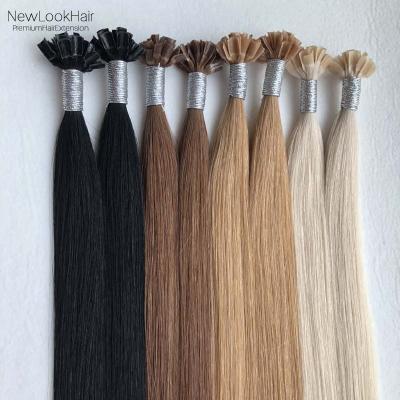 China Russian Wave Double Wave Keratin Hair Extension Pre Bonded Silky Straight Pulled Cuticle Aligned Remy Hair Extension Mini U Tip Hair for sale