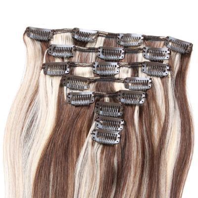 China Wholesale High Quality Multi Colors Silky Straight Wave 7 Pieces Full Head Set Seamless Clip In Hair Extension For White Woman for sale