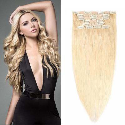 China Wholesale Silky Straight Indian Remy Blonde Hair Extensions Full Head Wave Seamless Clip In Hair Extensions for sale