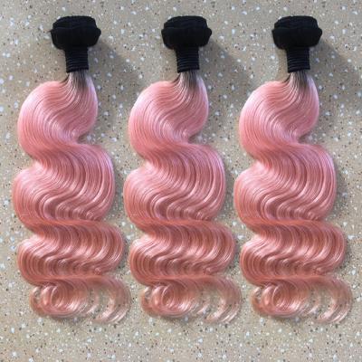 China Straight Hair With Pink Brazilian Virgin Hair High Quality Full Cuticle Ombre Hair Extensions Soft And Natural Hair Weave for sale