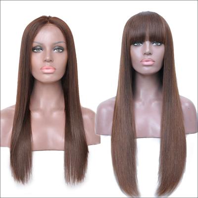 China Brazilian Silky Straight Virgin Remy Human Hair Ombre Hair Wave Lace Wig Vendors Silky Straight Virgin Remy Wig With Bang for sale