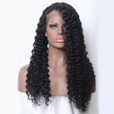 China Long Curly Brazilian Hair Glueless Curly Elastic Band Wig Full Lace Wig For Black Women for sale