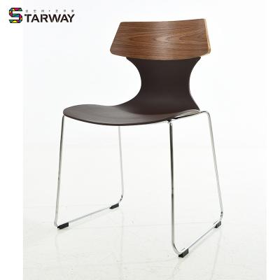 China Wholesale Modern Restaurant Modern Armless Plastic Chairs High Quality Elbow Metal Legs Designer Dining Room for sale