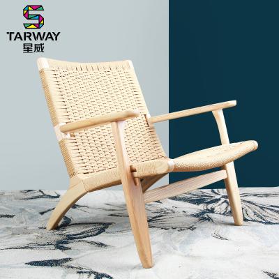 China Wholesale Danish Poltrona Hans Wegner Ch 25 Ash Solid Wood Pierre Jeanneret Rope Living Room Rattan Chair Wooden Haman Armchair for sale