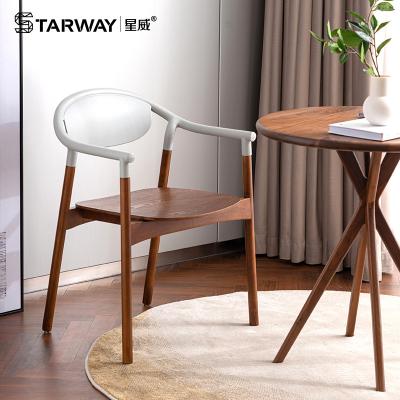 China Wholesale Modern Restaurant Dining Chair Upholstered Arm Cafe Chair Wood Frame for sale