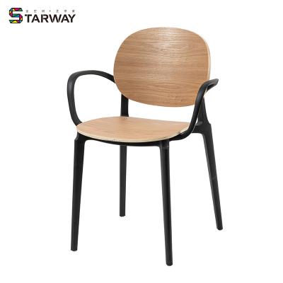 China Modern Wholesale Event Restaurant Chairs Plastic Frames Plywood Chair With Armrest For Dining for sale