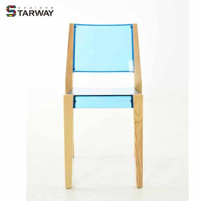 China Modern Wholesale Modern Restaurant Wood Frame Plastic Armless Dining Chair for sale