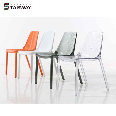 China Wholesale Modern Outdoor Garden Cafe Dining Back Chair PP Transparent Acrylic Plastic Armless Chair For Restaurant for sale