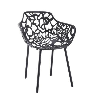 China Wholesale Resistance Round Aluminum Arm Restaurant Dining Chair Outdoor Metal Garden Chair for sale