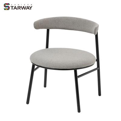 China Modern Wholesale Custom Restaurant Iron Legs Backrest Circular Upholstered Wrought Iron Dining Chair for sale